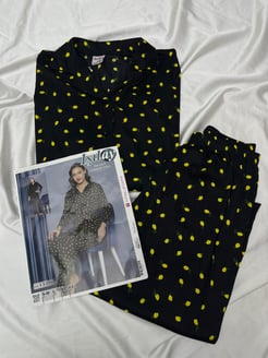 ç13750 Gömlek Yaka Uzun Kollu Pijama Takımı- Limon Desen