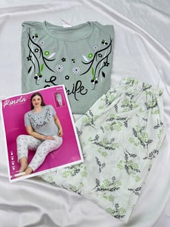 ç3999 - kısa kollu smile pijama altı - yeşil