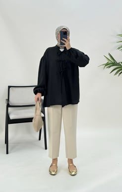 5723-modal kumaş-önden bağlamalı kimono-siyah