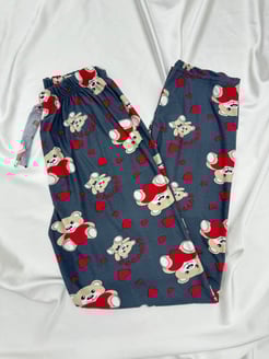 Ç2028 - süet kumaş ayıcıklı pijama altı - MAVİ   