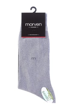  Morven Erkek Gri Bambu Düz Uzun Çorap