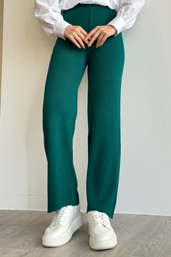 Basic Petrol Green Knit Pants