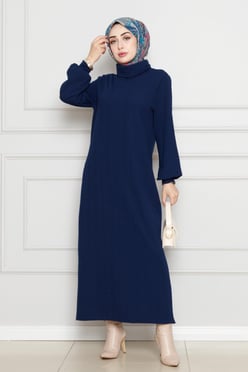 Belted Dress-Navy Blue color 
