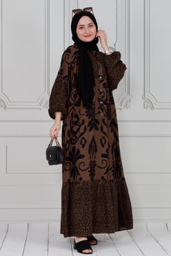 Authentic Hijab Dress-Brown 