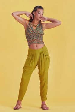 Dar Paça Pille Olive Pantolon