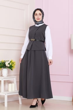 طقم أنيق عصري  - أنثراسايت اللون 