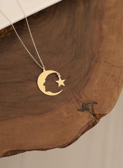 925 AYAR GÜMÜŞ ATATÜRK VE SALLANTILI YILDIZ DESENLİ KOLYE