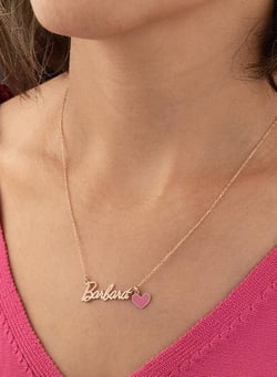 925 Ayar Gümüş Barbie İsimli Mineli Kolye