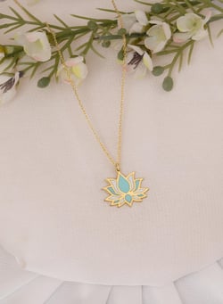 925 AYAR GÜMÜŞ MİNELİ  LOTUS ÇİÇEĞİ KOLYE