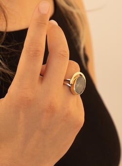 925 AYAR GÜMÜŞ MİSTİK TOPAZ TAŞLI OTANTİK YUZUK