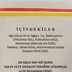 Meşhur Dilimli Osmanlı Sucuğu (500 gr) Ahmet Yanturalı