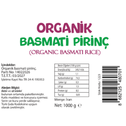 Organik Basmati Pirinç (500 gr) Beyorganik