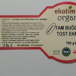Organik Tam Buğday Tost Ekmek (700 gr)Ekotime