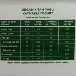 Organik Tam Yağlı Tava Yoğurt (900 gr) Orvital