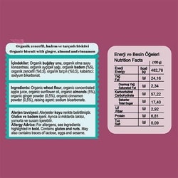 Organik Zencefil,Badem ve Tarçınlı Bisküvi (60 gr) Monn Bio