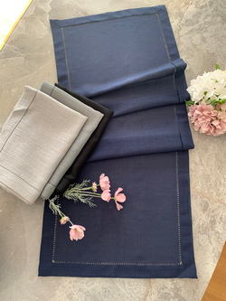 Ajur Detaylı Linen Kumaş Runner