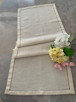 Ajur Detaylı Linen Kumaş Runner