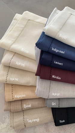 Ajur Detaylı Linen Kumaş Runner