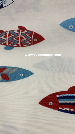Balıklı Desen Duck Keteni