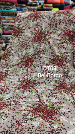 Bej Bordo Desenli DT09 Tek En Viskon