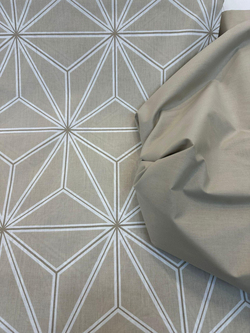 Bej Zemin Geometrik Desen Akfil Kumaş D760