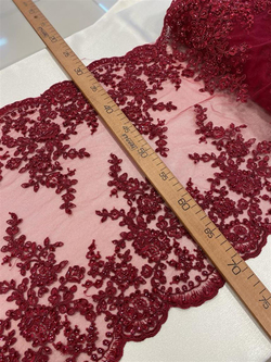 Bordo Güpür Runner Kumaş DGR19