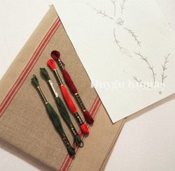 Bordo İthal Şerit Detaylı Duck Keteni Runner Set