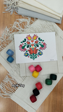 Burgu Püsküllü Burgu Ajurlu İpler Şablon Dahil Salon Set (Dk 34)