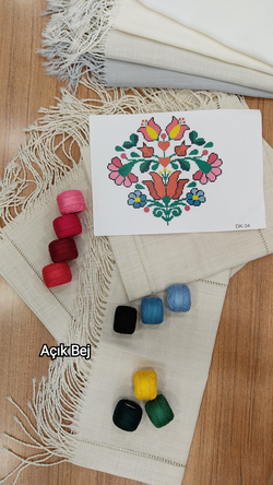 Burgu Püsküllü Burgu Ajurlu İpler Şablon Dahil Salon Set (Dk 34)