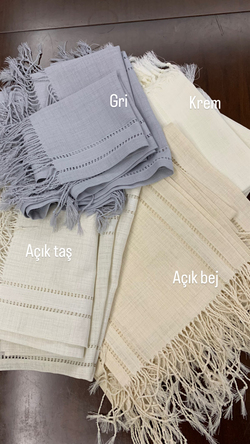 Carmen Çift Sıra Burgu Ajur Detaylı Püsküllü Linen Kumaş Salon Set