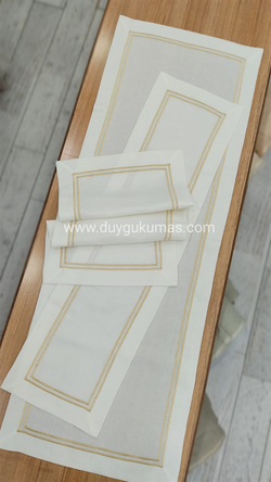 Çerçeve Nakış Detaylı İşlenebilir Hazır Runner