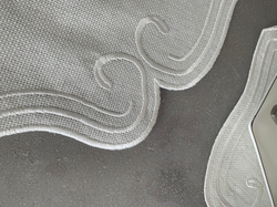 Curly Nakış Detaylı Krem Linen Kumaş İkili Amerikan Servis