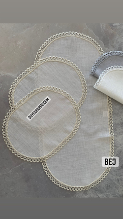 Damla Desen Güpür Detaylı Oval Oda Takımı Seti