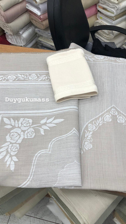 Degrade Gül Desen Seccade, Kare Örtü Ve El Havusu Seti