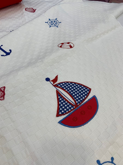 Denizci Desen Aplikeli Kupon Bebek Pikesi