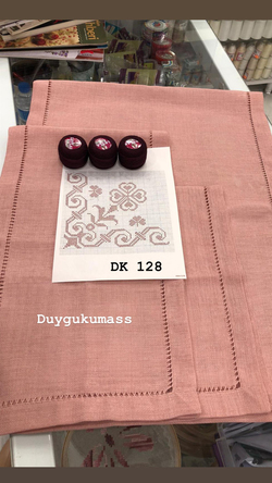 DK 128 Nolu Şablon Ve İpler  Ajur Detaylı Salon Set (Duygu Türkmen Kumaş)