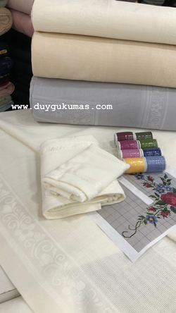 DK 14 Şablon Ve 8 Oyalı İp Dahil Lütuf Desen Seccade, Kare Örtü, İkili Havlu Set
