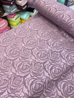 Eflatun Rengi Gölge Gül 507 Desen Etuval İpek Şönil Pike Kumaş 