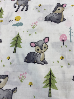 Gri Bambi Desenli Müslin Bezi D87