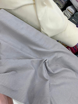 Gri Çizgili Etuval Şönil Pike Kumaş 