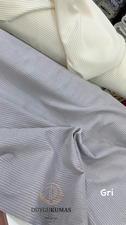 Gri Çizgili Etuval Şönil Pike Kumaş 