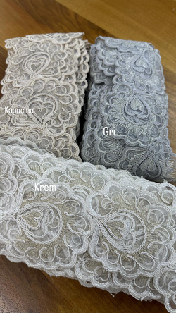 Gri Ortası Kalp Detaylı D1450 Desen Fransız Güpürü (1 top)