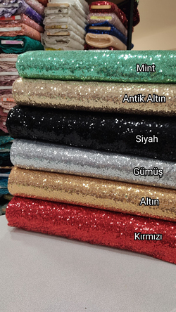 Gümüş Pul Payet Kumaş