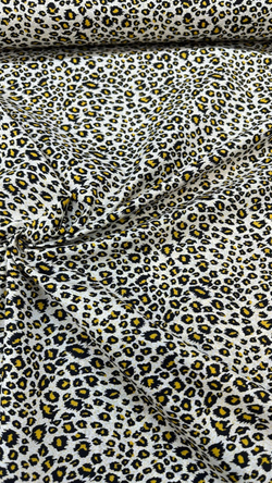 Hardal Siyah Leopar Desen Poplin D725