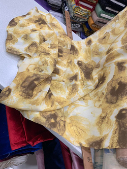Kahve Sarı Çiçekli Batik Desenli Krep Şifon Dk 309
