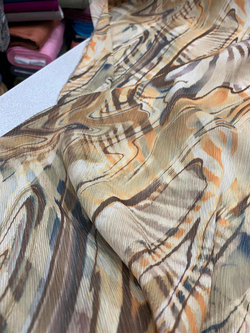 Kahve Soyut Desenli Bürümcük Şifon Dk 306