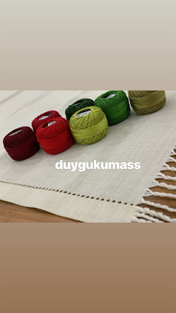 Kırmızı Güller(DK 21) Şablon ve İpler Dahil, Burgu Püsküllü Ajurlu Salon Set