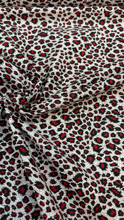 Kırmızı Leopar Desen Poplin D725