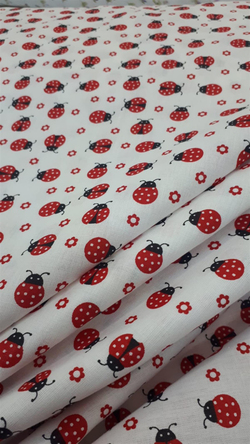 Kırmızı Uğur Böceği Desen Poplin