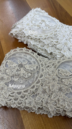 Krem Daire İçi Arı D1250 Desen Fransız Güpürü (1 top)